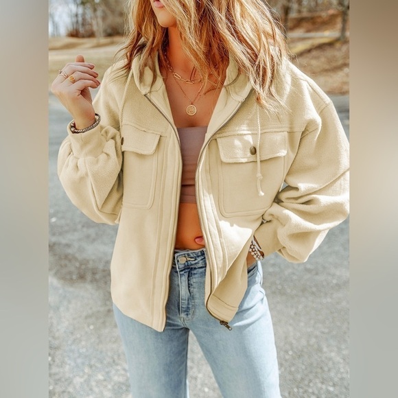 Blu Trends Jackets & Blazers - Apricot Color Partial Fleece Jacket